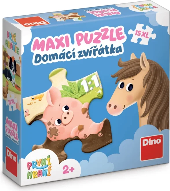 Maxi puzzle pro děti Dino 15 XL dílků První hraní: Domácí zvířátka