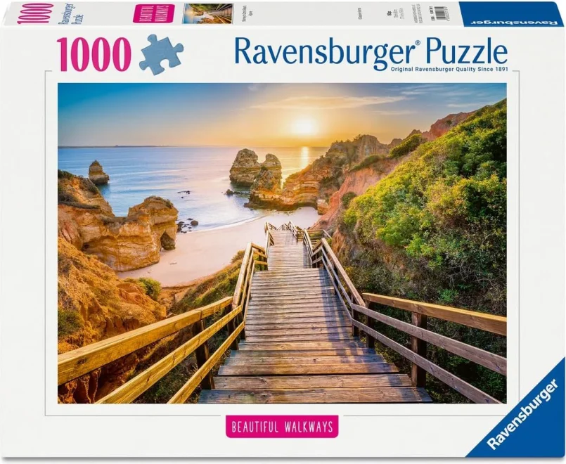 Puzzle Ravensburger 1000 dílků Krásné cestičky: Schody na Camilo Beach, Algarve