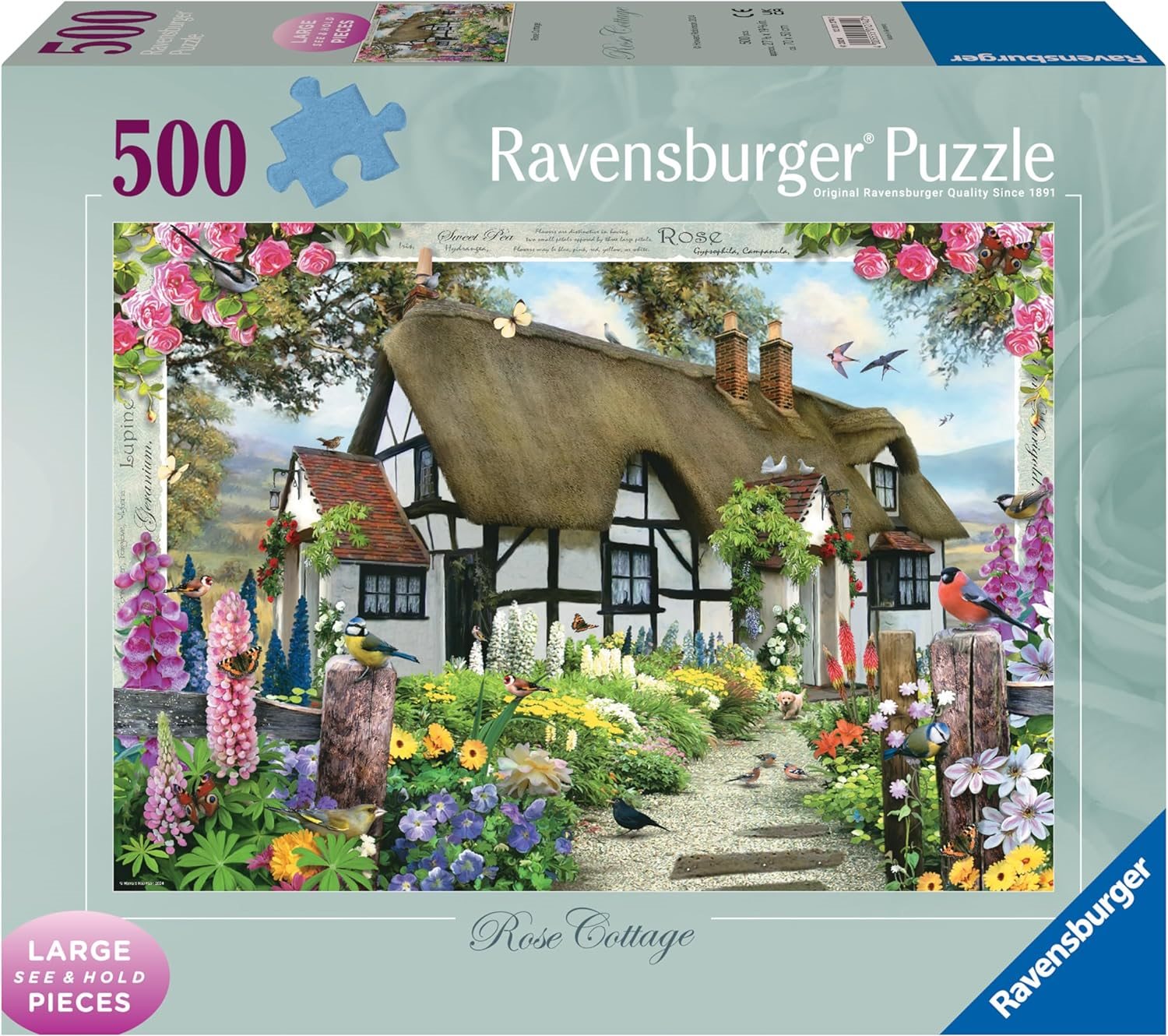 Puzzle Ravensburger 500 větších dílků Chalupa u růží
