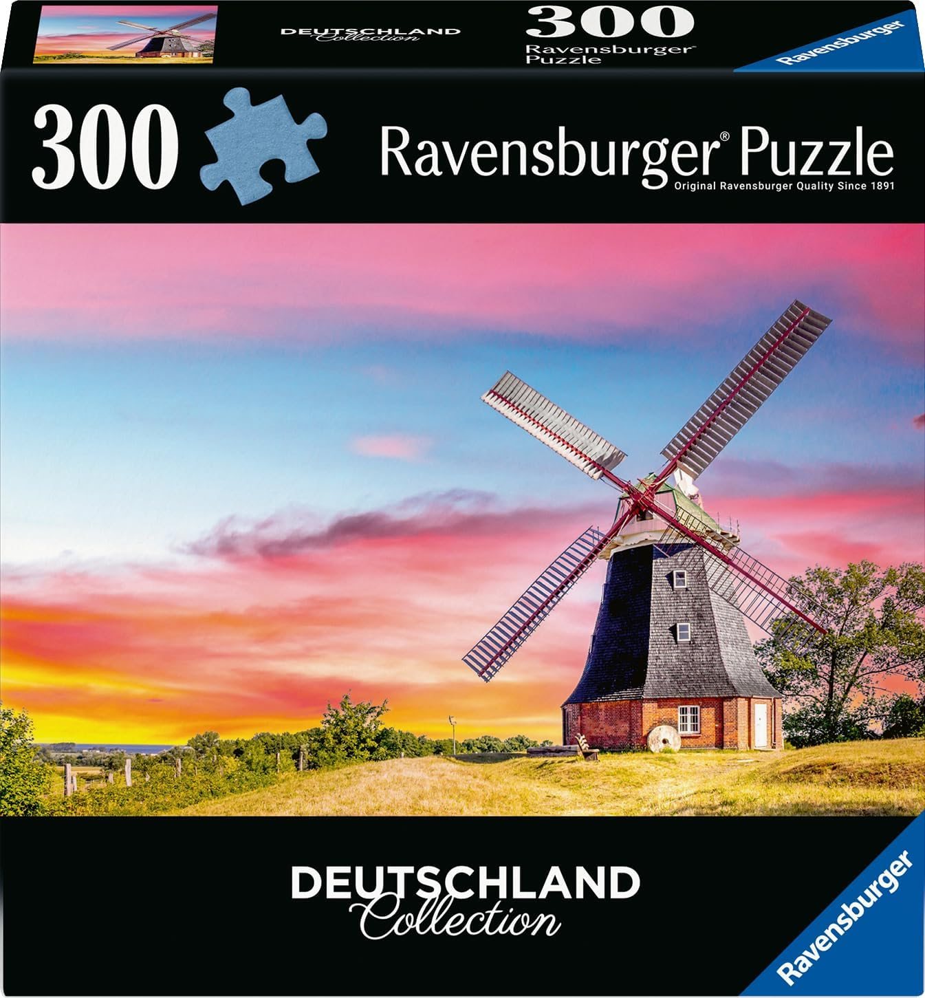 Puzzle Ravensburger 300 dílků Německo: Větrný mlýn v Klützu