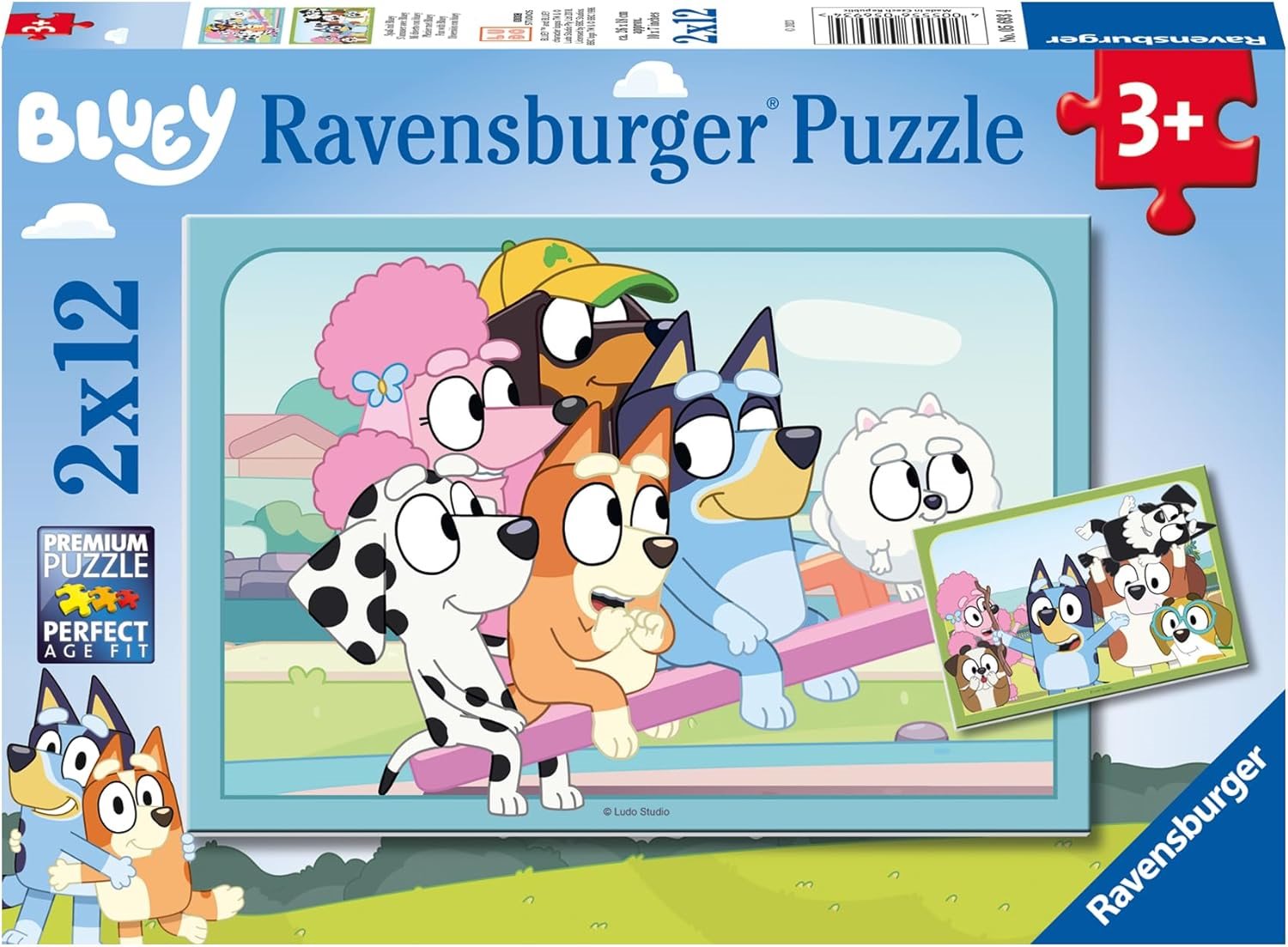 Puzzle pro děti Ravensburger 2x12 dílků Bluey na hřišti