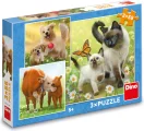 Puzzle pro děti Dino 3x55 dílků Zvířecí rodinky 3v1