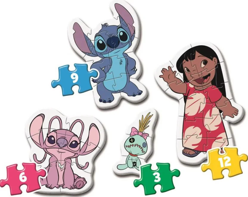 Moje první puzzle Clementoni sada 4v1 Stitch 3,6,9,12 dílků
