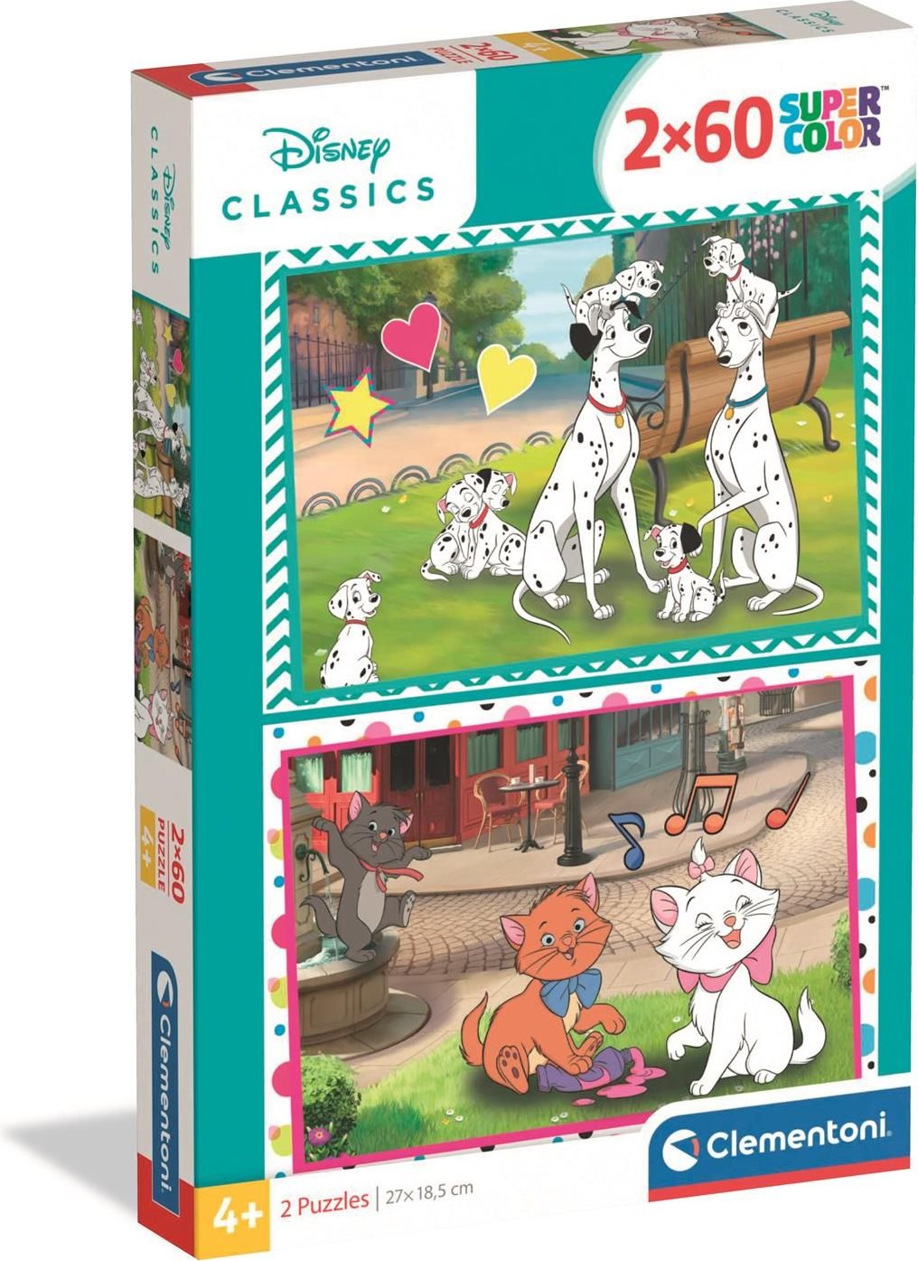 Puzzle pro děti Clementoni 2x60 dílků Pohádky Disney 2v1