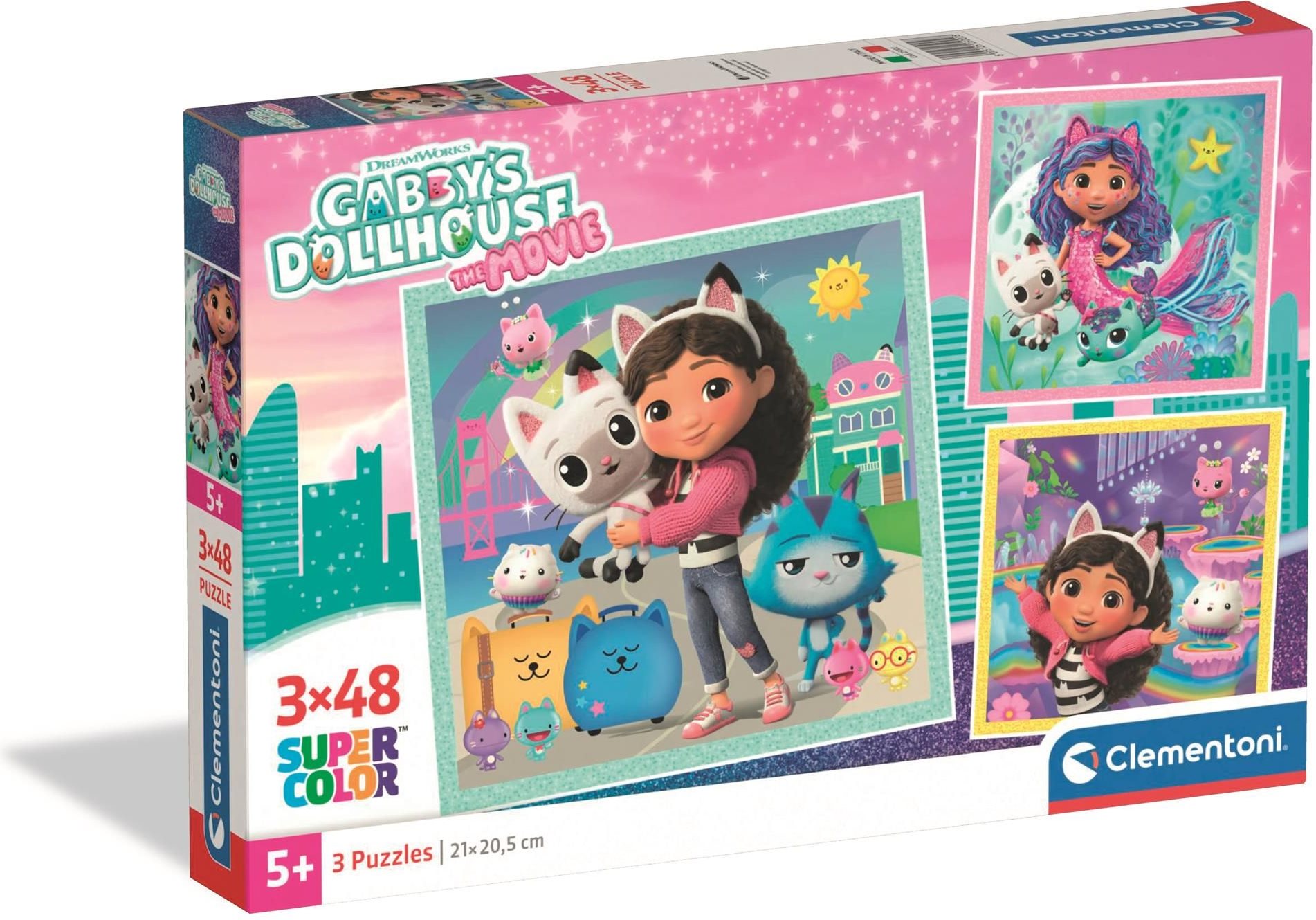 Puzzle pro děti Clementoni 3x48 dílků Gábinin kouzelný domek 3v1