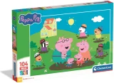 Puzzle pro děti Clementoni 104 MAXI dílků Prasátko Peppa: Skákání v blátě