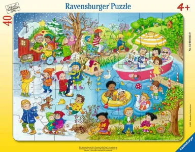 Deskové puzzle Ravensburger 40 dílků Roční období u rybníku