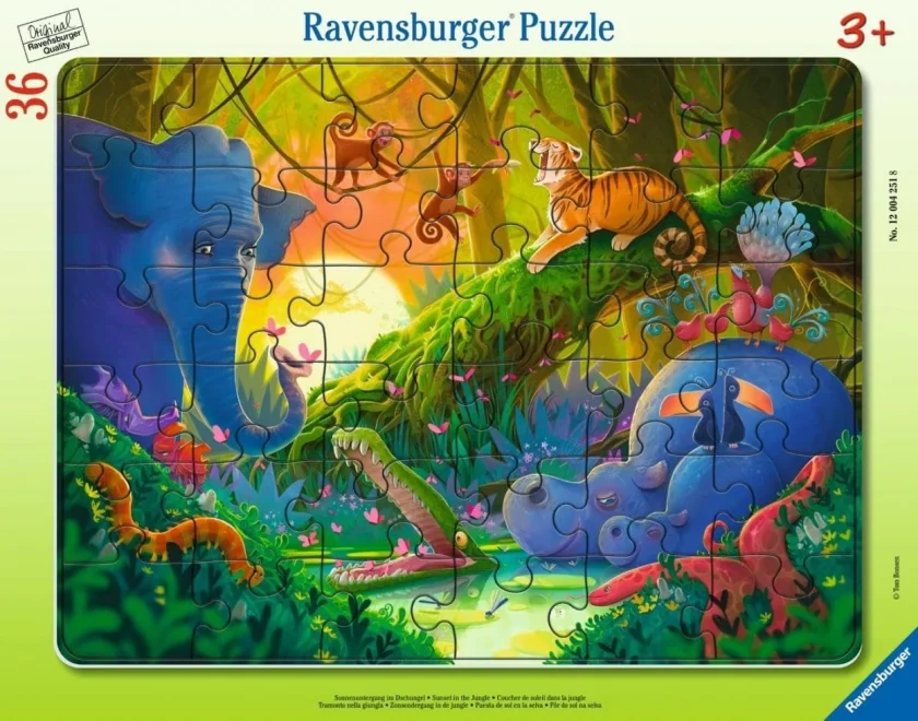 Deskové puzzle Ravensburger 36 dílků Západ slunce v džungli