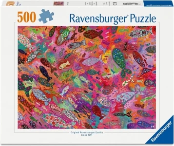 Puzzle Ravensburger 500 dílků Ryby ve fuchsiových barvách