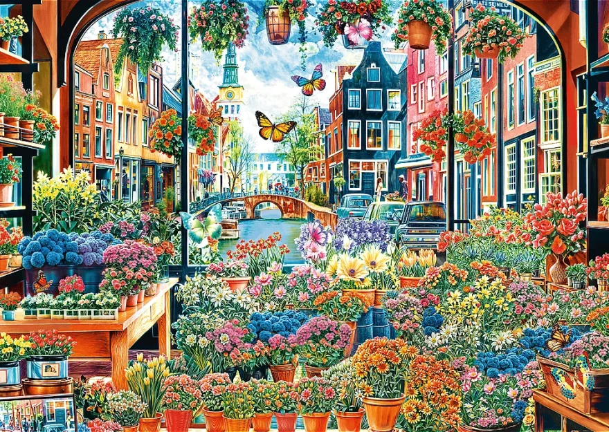 Puzzle Trefl 2000 dílků Květinářství v Amsterdamu