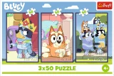 Puzzle pro děti Trefl 3x50 dílků Bluey 3v1