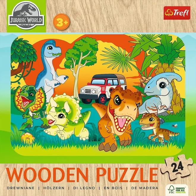 Dřevěné puzzle Trefl 24 dílků Jurský svět