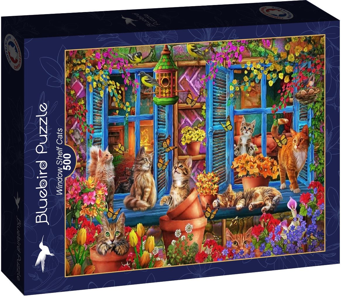 Puzzle Bluebird Parapet s kočkami 500 dílků