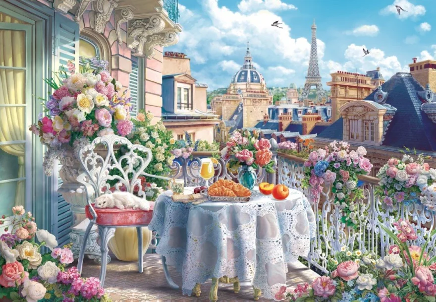 Puzzle BLUEBIRD 1000 dílků Snídaně na balkóně v Paříži