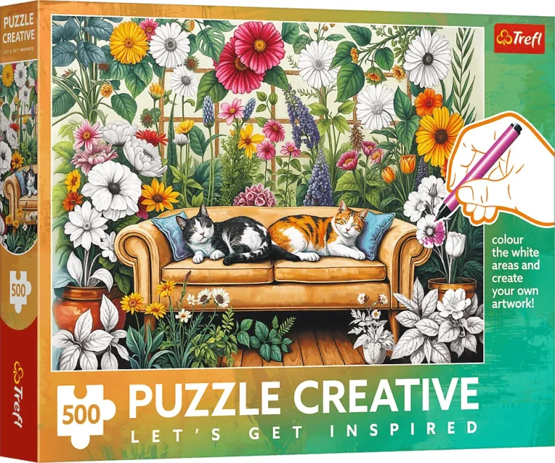 Puzzle Creative Trefl 500 dílků Kočky v zimní zahradě