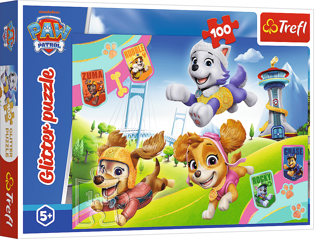Puzzle Trefl 100 Třpytivé puzzle Tlapková patrola