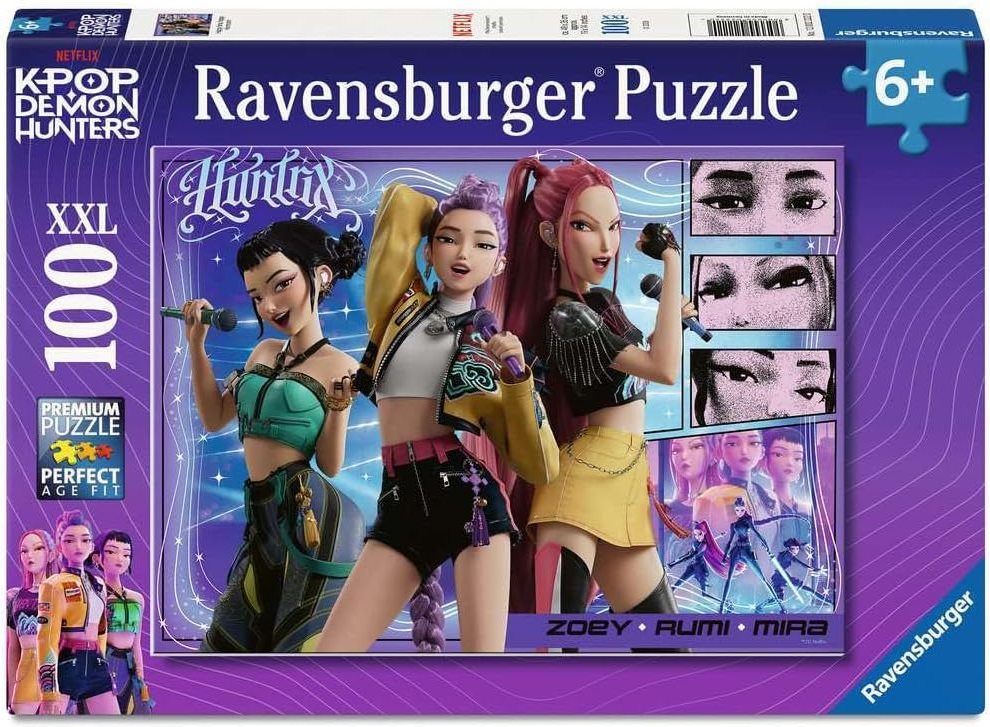 Puzzle Ravensburger 100 dílků XXL K-pop: Lovkyně démonů - Spokojení fanoušci, spokojený Honmoon!