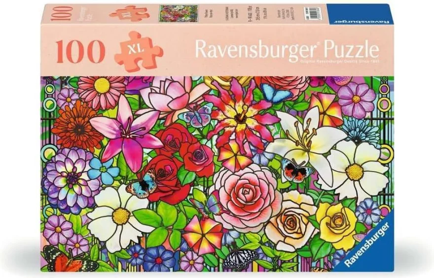 Puzzle Ravensburger 100 dílků XL Květiny ve stylu Tiffany