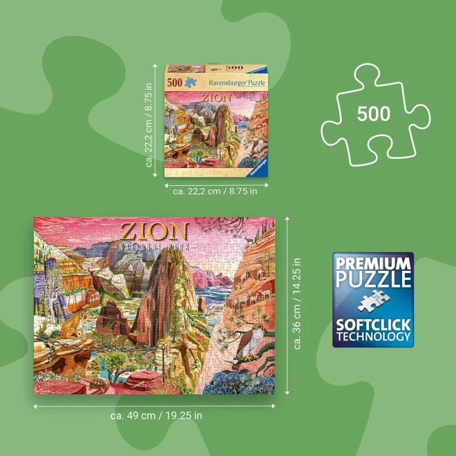 Puzzle Ravensburger 500 dílků Národní park Zion, Utah, USA