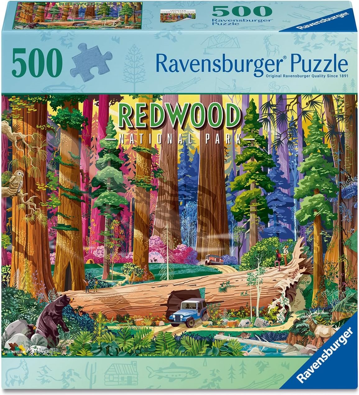 Puzzle Ravensburger 500 dílků Národní park Redwood, Kalifornie, USA