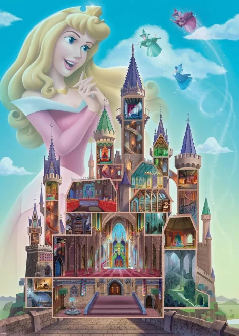 Puzzle Ravensburger 1000 dílků Disney Castle: Aurora (Šípková Růženka)