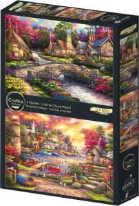 Puzzle Grafika 2x500 dílků Umění Chucka Pinsona: Pohádkové chalupy – Na této straně moře