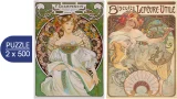 Puzzle Grafika 2x500 dílků Umění A. Muchy: Snění, 1898 – Sušenky Lefèvre-Utile, 1896