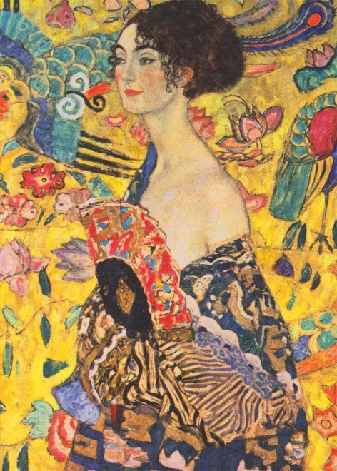 Puzzle Grafika 2x500 dílků Umění G. Klimta: Polibek, 1907-1908 – Dáma s vějířem, 1917-1918