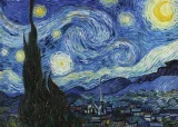 Puzzle Grafika 2x500 dílků Umění Van Gogha: Hvězdná noc, 1889 – Domy v Auvers, 1890