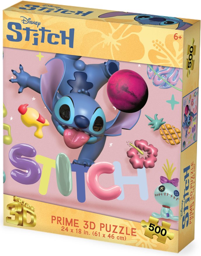 Puzzle s 3D efektem Prime 3D 500 dílků Stitch: Barevná zábava