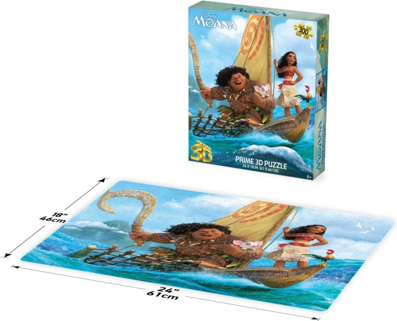 Puzzle s 3D efektem Prime 3D 300 dílků Odvážná Vaiana: Plavba