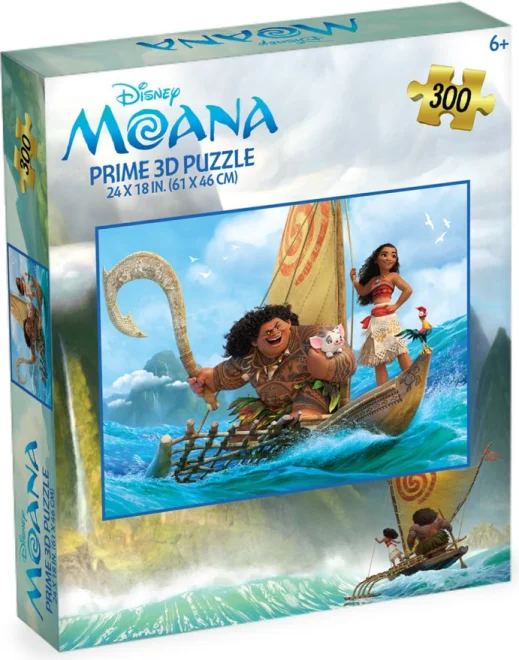 Puzzle s 3D efektem Prime 3D 300 dílků Odvážná Vaiana: Plavba