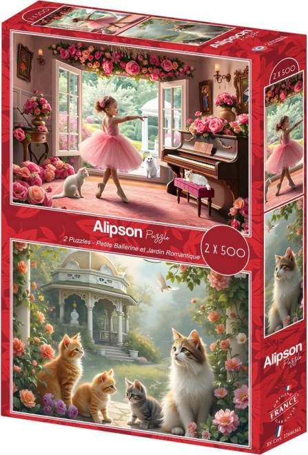Puzzle Alipson 2x500 dílků Malá baletka – Romantická zahrada