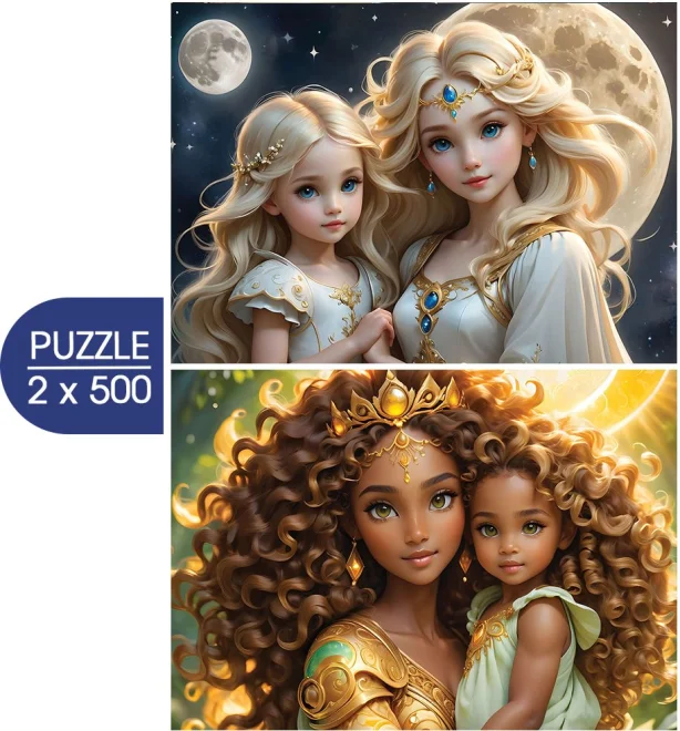 Puzzle Alipson 2x500 dílků Matka a dcera: Měsíc a Slunce