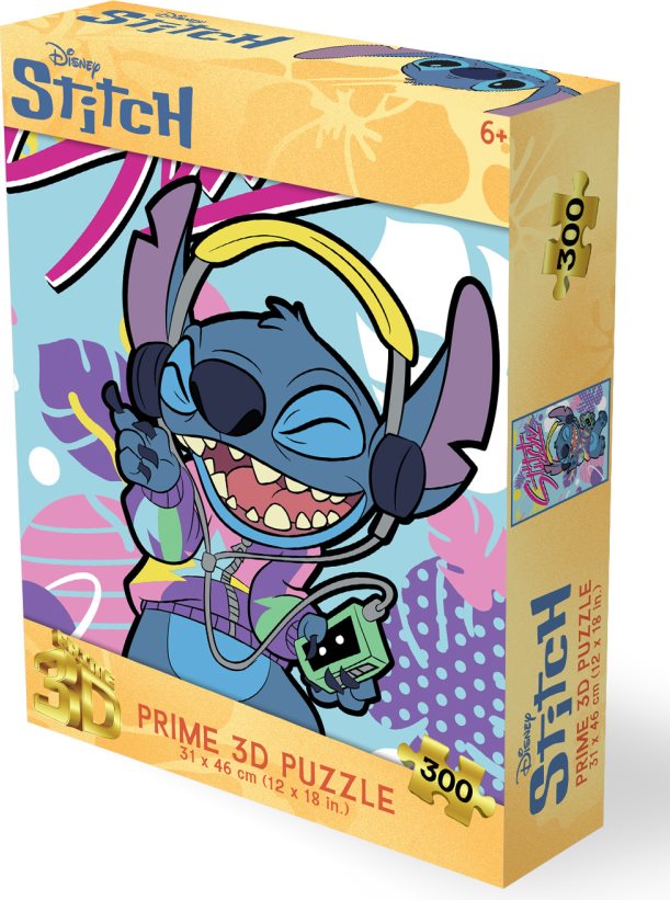 Puzzle s 3D efektem Prime 3D 300 dílků Stitch: Retro Vibe