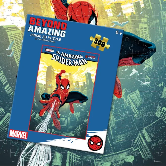 Puzzle s 3D efektem Prime 3D 300 dílků Spider-Man: Komiksový hrdina