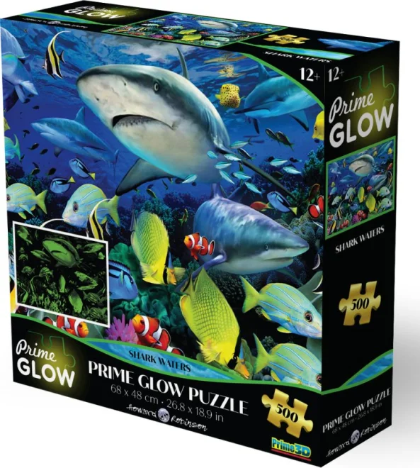 Svítící puzzle s 3D efektem Prime 3D 500 dílků Žraločí vody