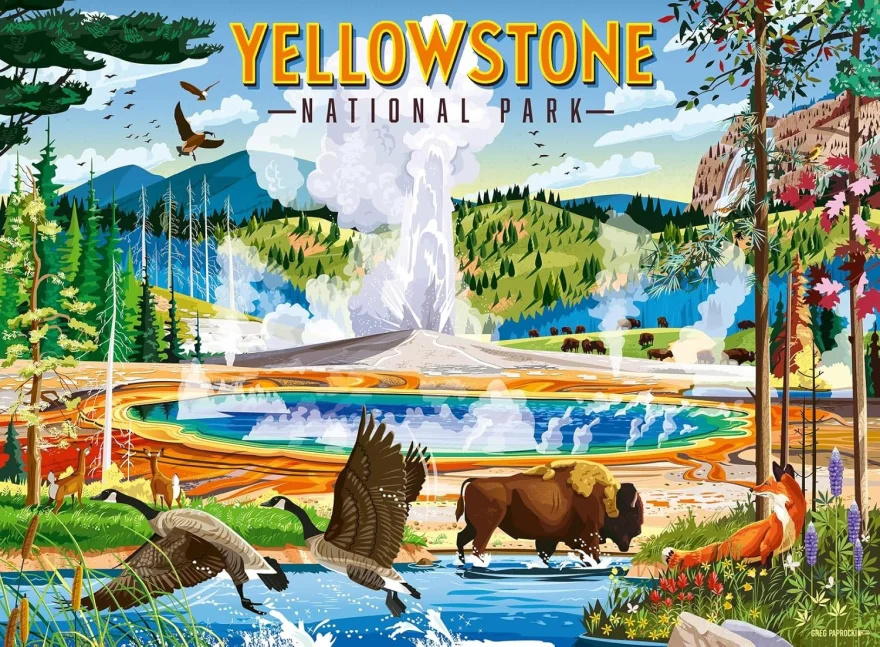Puzzle Ravensburger 500 dílků Národní park Yellowstone, Wyoming, USA