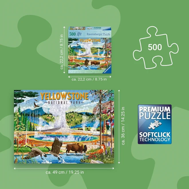 Puzzle Ravensburger 500 dílků Národní park Yellowstone, Wyoming, USA