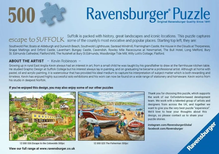 Puzzle Ravensburger 500 dílků Únik do Suffolku