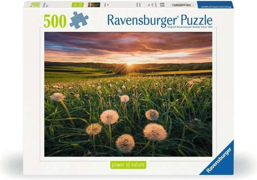 Puzzle Ravensburger 500 dílků Síla přírody: Pampelišky v západu slunce