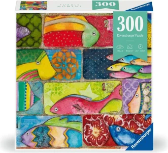 Puzzle Ravensburger 300 dílků Moment: Barevné dlaždice s rybkami