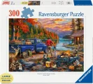 Puzzle Ravensburger 300 větších dílků Západ slunce u jezera