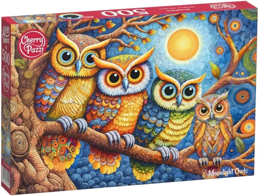 Puzzle Cherry Pazzi 500 dílků Sovy v měsíčním svitu