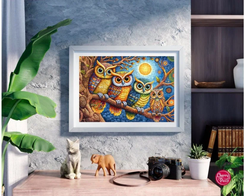 Puzzle Cherry Pazzi 500 dílků Sovy v měsíčním svitu