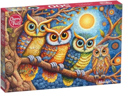 Puzzle Cherry Pazzi 500 dílků Sovy v měsíčním svitu