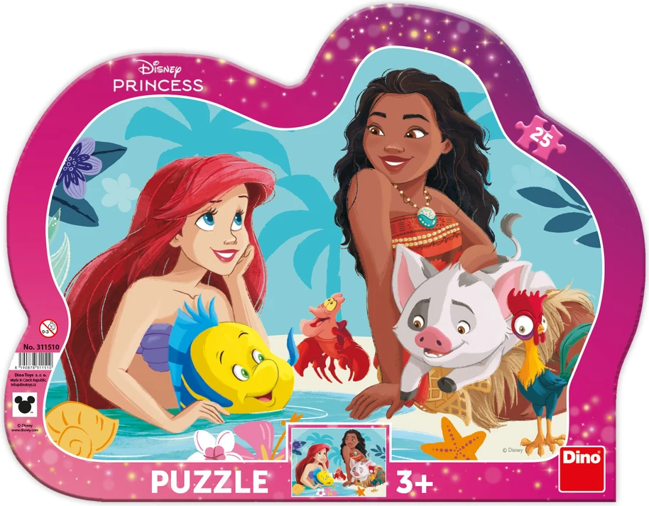 Deskové puzzle Dino 25 dílků Disney Princezny: Ariel a Vaiana