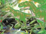 Svítící puzzle s 3D efektem Prime 3D 100 dílků Dinosauři - Dvojité potíže