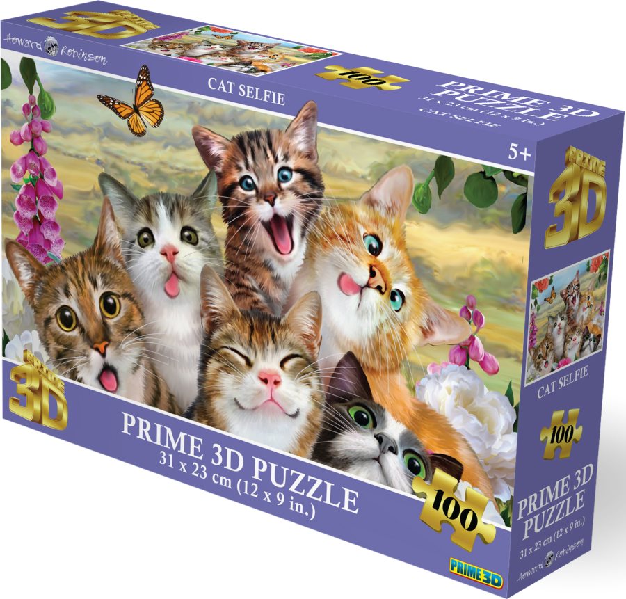 Puzzle s 3D efektem Prime 3D 100 dílků Kočičí selfie