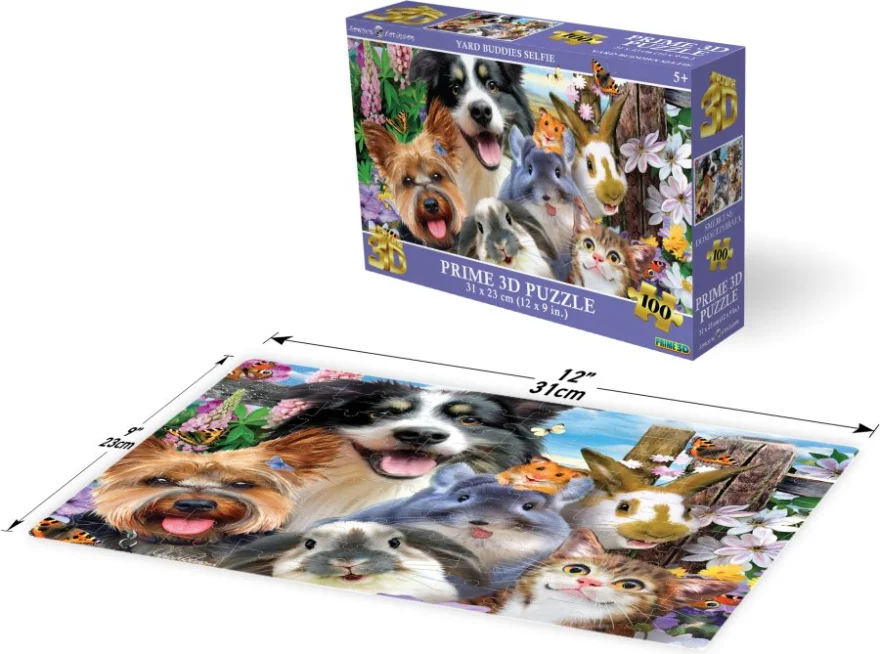 Puzzle s 3D efektem Prime 3D 100 dílků Selfie: Kamarádi ze dvorku